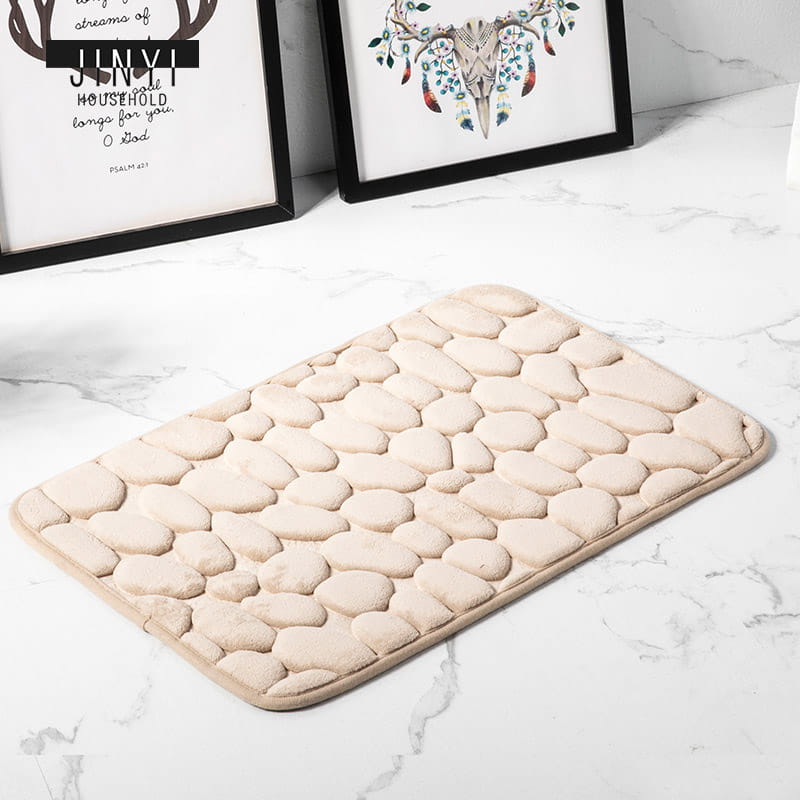 Tapis de bain en pierre 3d mince de salle de bain antidérapant lavable